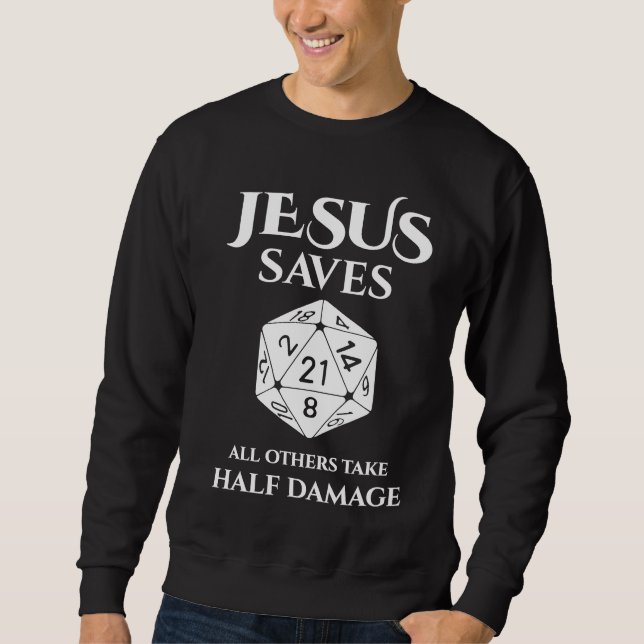 Moletom D20 Jesus salva Todos os outros sofrem metade de d (Frente)