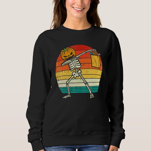 Moletom Dabbing Abóbora Esqueleto Doce Retro Meninos  (Frente)