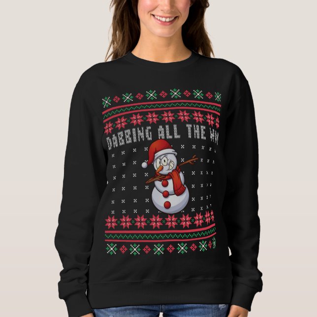 Moletom Dabbing All Way Snowman Ugly Christmas (Frente)