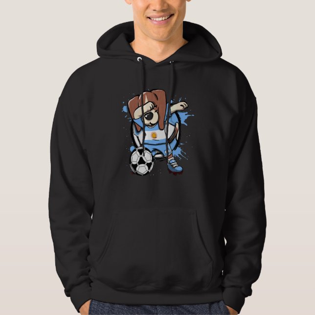 Moletom Dabbing Beagle Dog Argentina Soccer Fans Jersey Fo (Frente)