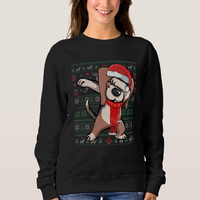 Moletom Dabbing Beagle Ugly Christmas Sweater Festa Engraç (Frente)