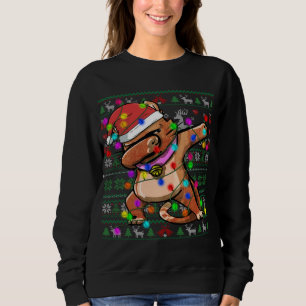 Moletom Dabbing Cat Fairy Lights Ugly Christmas Sweater Co