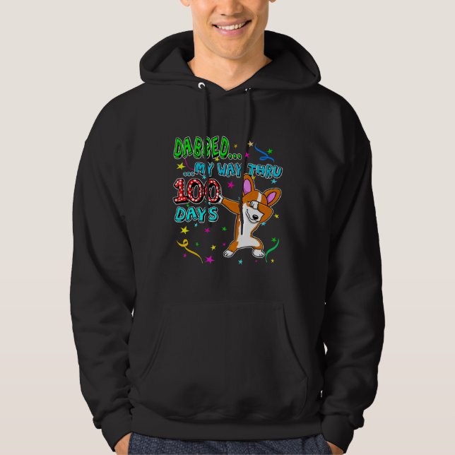 Moletom Dabbing Corgi Days Of School Divertimento Professo (Frente)