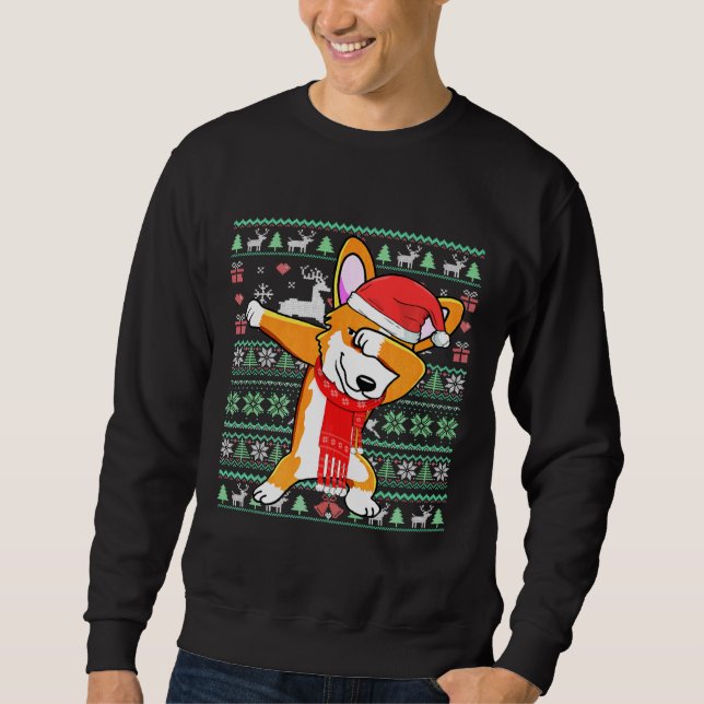 Moletom Dabbing Corgi Dog Ugly Christmas Sweet Cost (Frente)