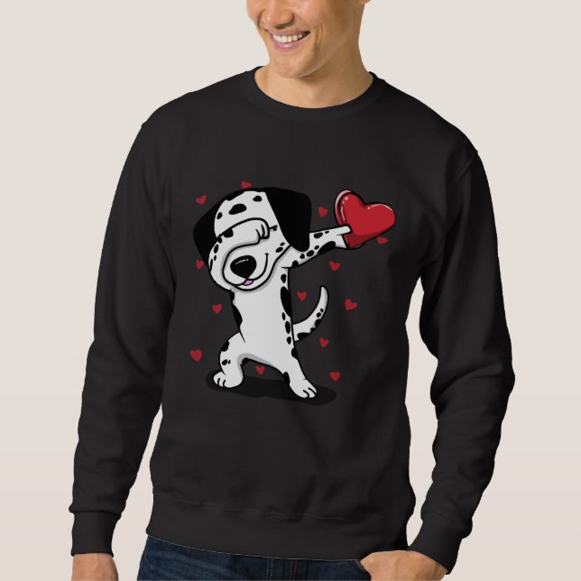 Moletom Dabbing Dalmatian Heart Valentine s Day  Boys Girl (Frente)