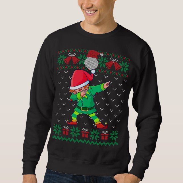 Moletom Dabbing Elf Ugly Christmas Sweater Family (Frente)
