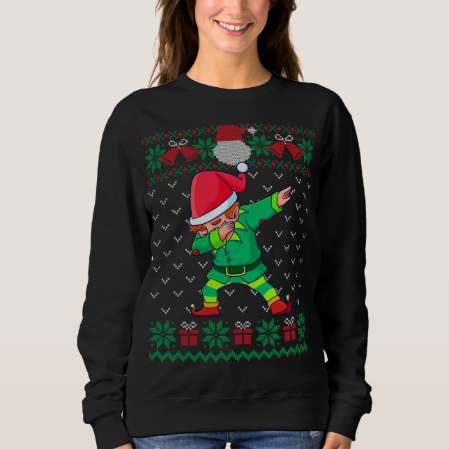 Moletom Dabbing Elf Ugly Christmas Sweater Family (Frente)