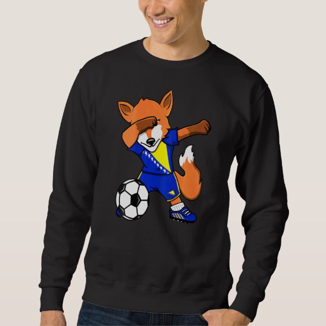 Moletom Dabbing Fox Bósnia Herzegovina Soccer Fans Jersey (Frente)