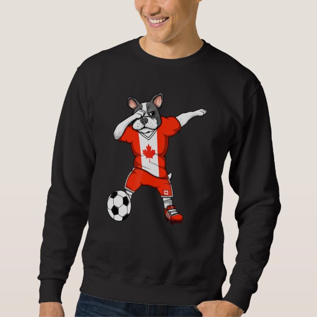 Moletom Dabbing French Buldogue Canada Soccer Fans Jersey  (Frente)