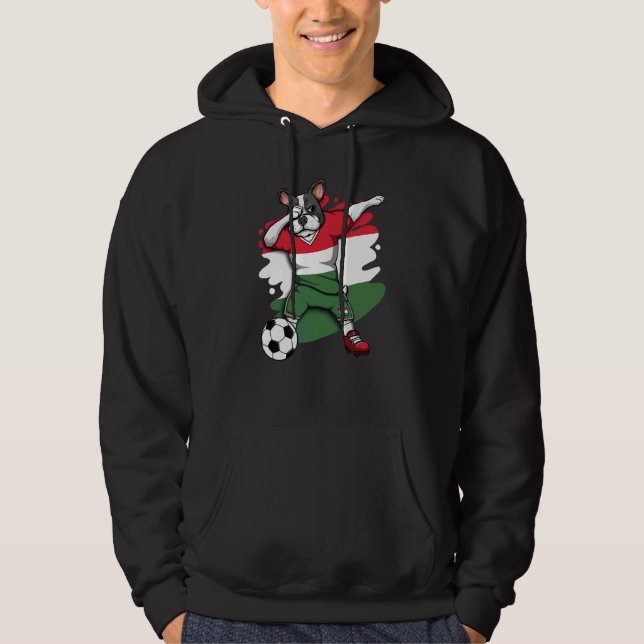 Moletom Dabbing French Bulldog Hungary Soccer Fans Jersey (Frente)