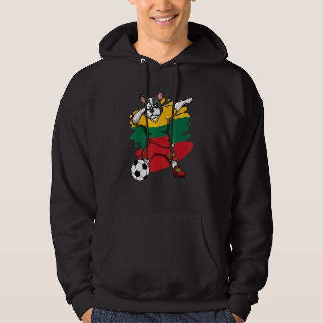 Moletom Dabbing French Bulldog Lituânia Soccer Fan Jersey (Frente)