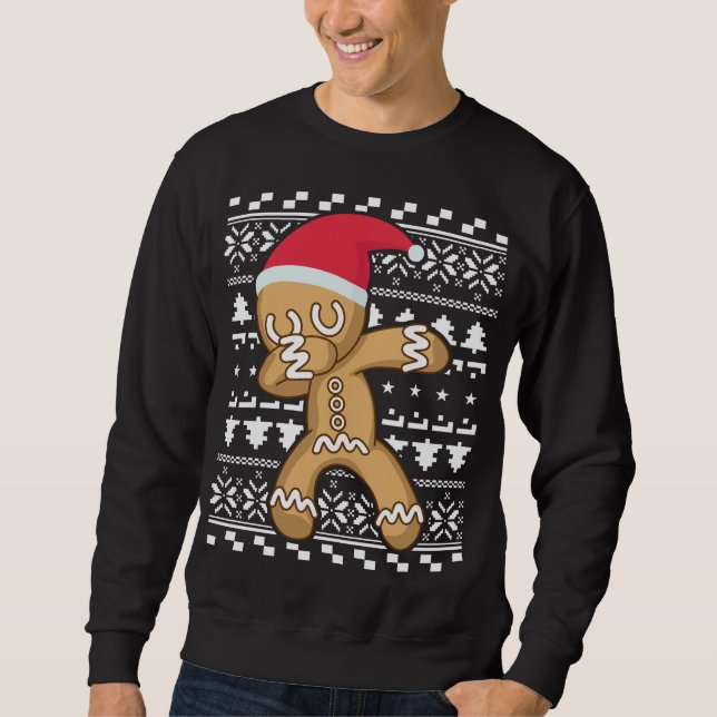 Moletom Dabbing Gingerbird Man Ugly Christmas Sweater (Frente)