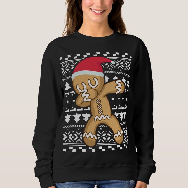 Moletom Dabbing Gingerbird Man Ugly Christmas Sweater (Frente)