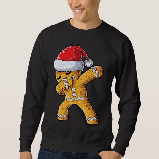 Moletom Dabbing Gingerbread Santa Christmas Kids Boys Xmas (Frente)