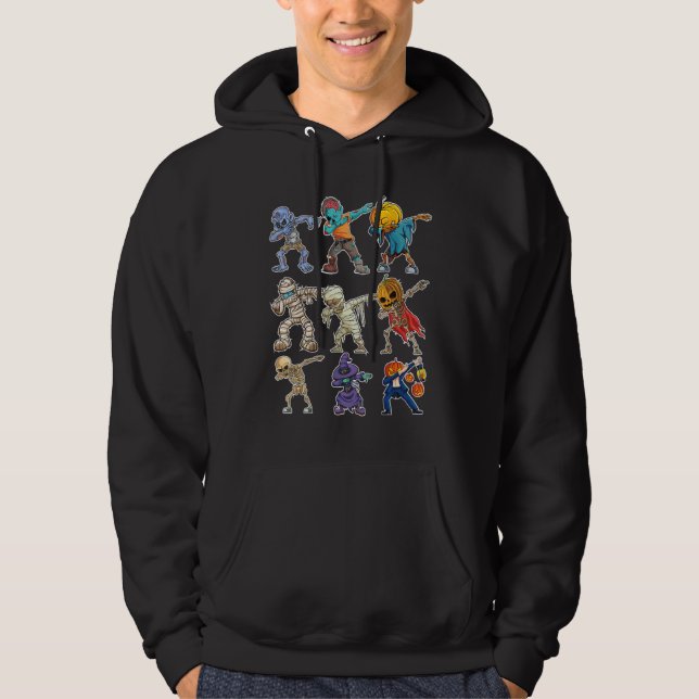 Moletom Dabbing Halloween Boys Skeleton Zombie Scary Pumpk (Frente)