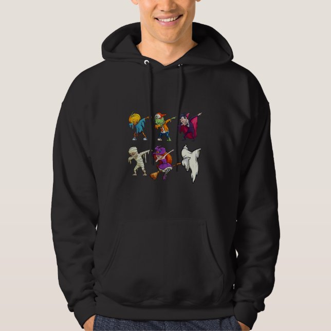 Moletom Dabbing Halloween Boys Skeleton Zombie Scary Pumpk (Frente)