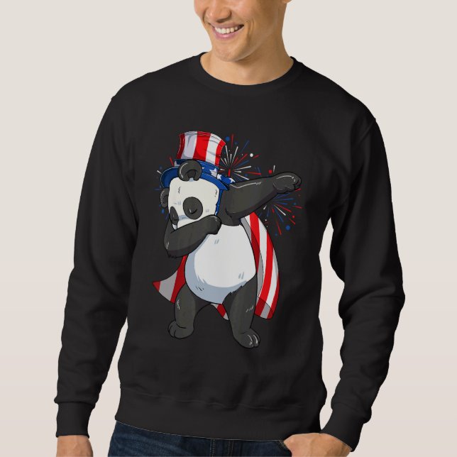 Moletom Dabbing Panda Bear Com Tio Sam Hat Bandeira Usa 4t (Frente)