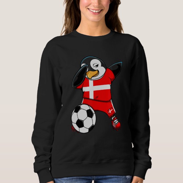 Moletom Dabbing Penguin Dinamarca Soccer Fans Jersey (Frente)