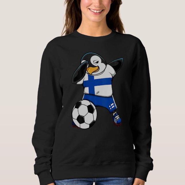 Moletom Dabbing Penguin Finlândia Soccer Fans Jersey (Frente)