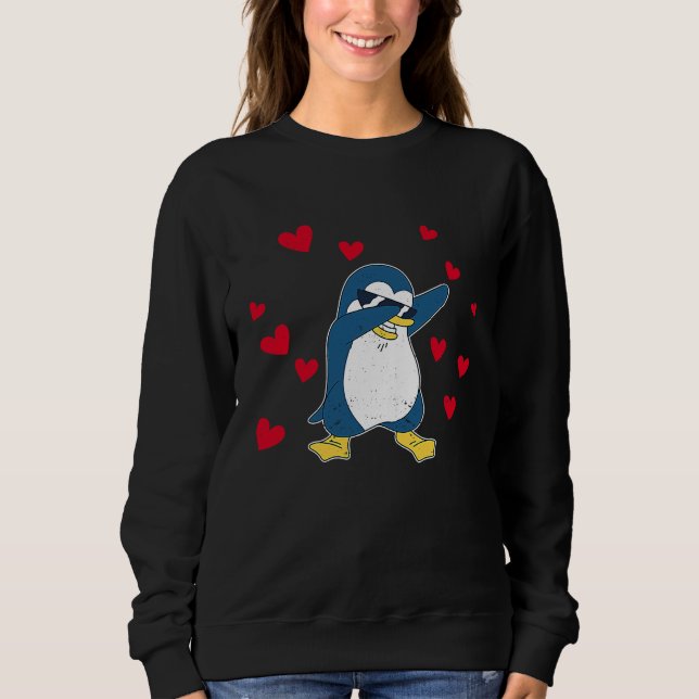 Moletom Dabbing Penguin Heart Valentine's Day Zoo Animal B (Frente)