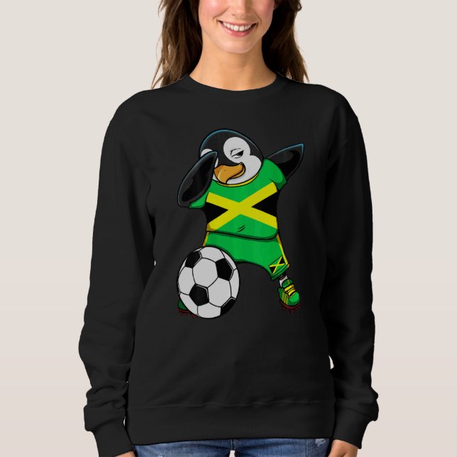 Moletom Dabbing Penguin Jamaica Soccer Fans Jersey (Frente)