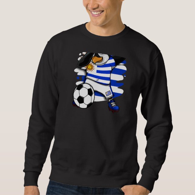Moletom Dabbing Penguin Uruguay Soccer Fans Jersey (Frente)