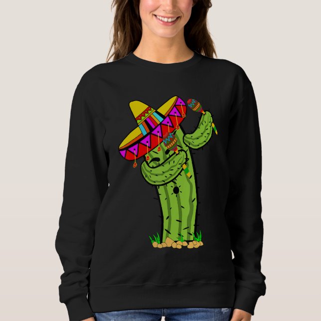 Moletom Dabbing Prickly Cactus with mexican sombrero hat (Frente)