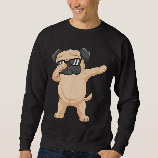 Moletom Dabbing Pug Pug Sunglass Dab Dance Classic T-Shi (Frente)