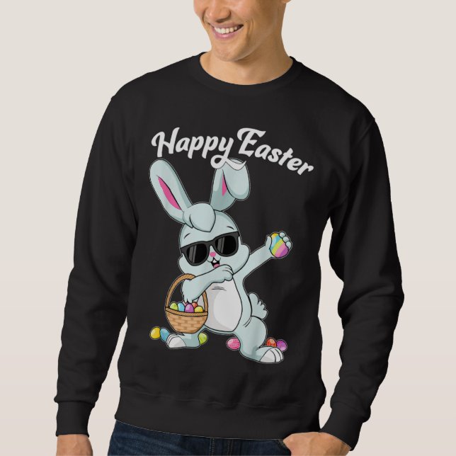 Moletom Dabbing Rabbit Happy Easter Day Eggs Dab Boys Girl (Frente)