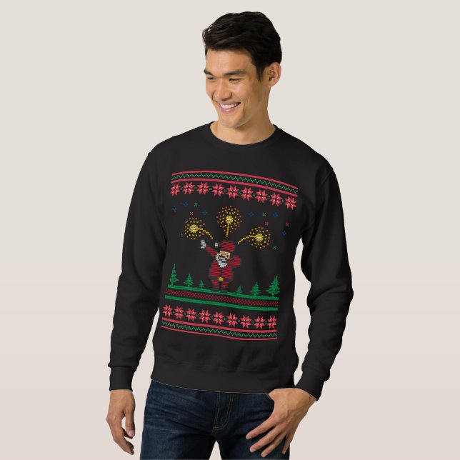 Moletom Dabbing Santa Claus Ugly Christmas Sweater (Frente Completa)