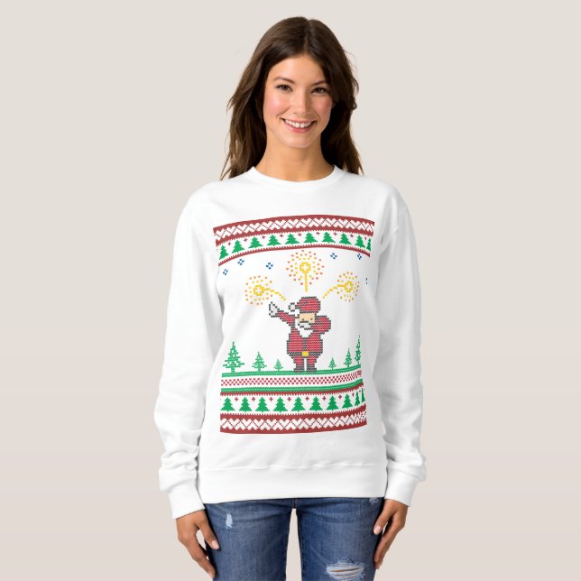 Moletom Dabbing Santa Claus Ugly Christmas Sweater (Frente Completa)