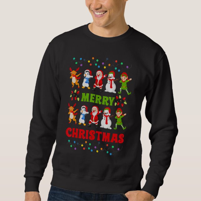 Moletom Dabbing Santa Elf Friends Christmas Kids Boys Men  (Frente)
