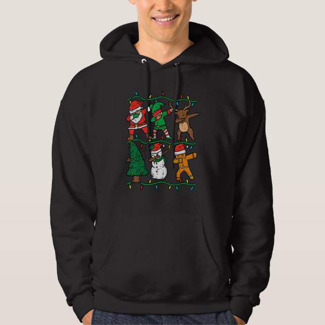 Moletom Dabbing Santa Elf Reindeer Dab Xmas PJs Christmas  (Frente)