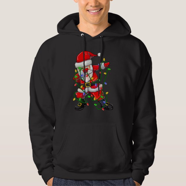 Moletom Dabbing Santa for Boys Girls Christmas Tree Lights (Frente)