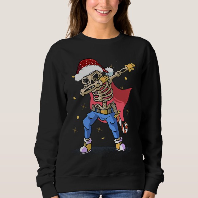 Moletom Dabbing Santa Skeleton christmas  for men boy Chri (Frente)