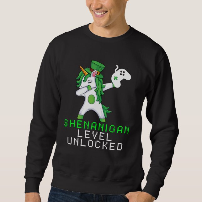 Moletom Dabbing Shamrock Shenanigans Leprechaun Unicorn Ga (Frente)