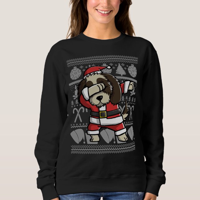Moletom Dabbing Shih Tzu Ugly Christmas Sweater Graphic (Frente)