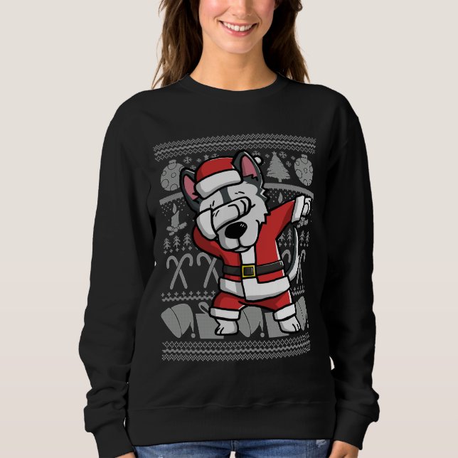 Moletom Dabbing Siberian Husky Ugly Christmas Sweater Grap (Frente)