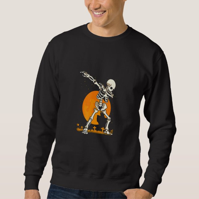 Moletom Dabbing Skeleton  Halloween Costume Spooky Season (Frente)