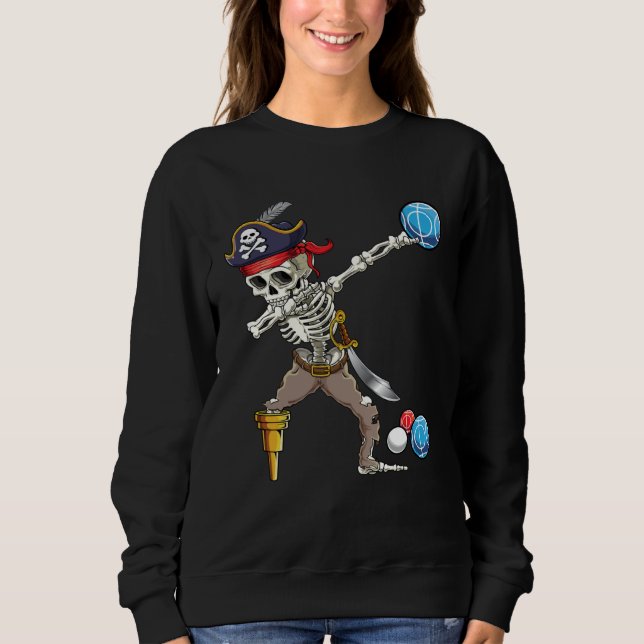Moletom Dabbing Skeleton Pirate Bocce Ball Boccie Hallowee (Frente)