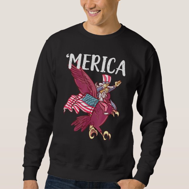 Moletom Dabbing Tio Sam Riding Eagle Merica 4 De Julho (Frente)