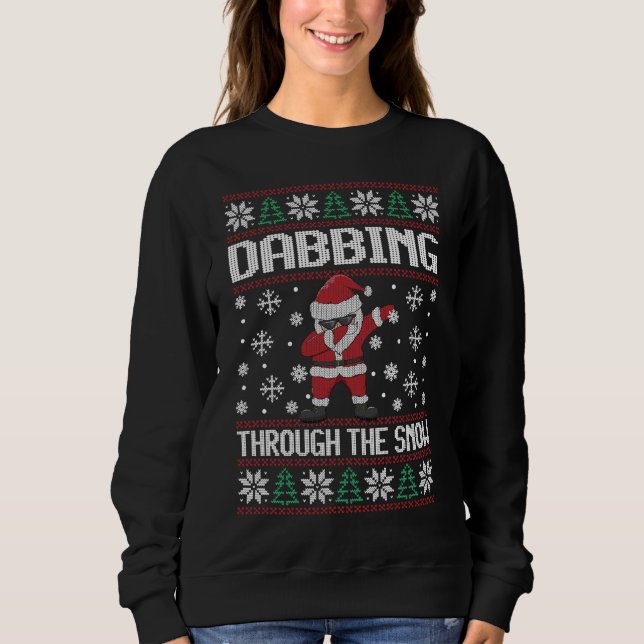 Moletom Dabbing Tu Snow Papais noeis Xmas Ugly Sweater (Frente)