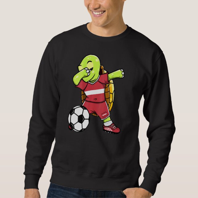 Moletom Dabbing Turtle Latvia Soccer Fans Jersey Letão F (Frente)