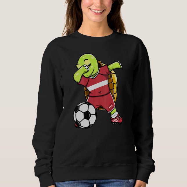 Moletom Dabbing Turtle Latvia Soccer Fans Jersey Letão F (Frente)