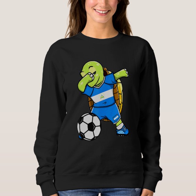Moletom Dabbing Turtle Nicarágua Soccer Fans Jersey Flag F (Frente)