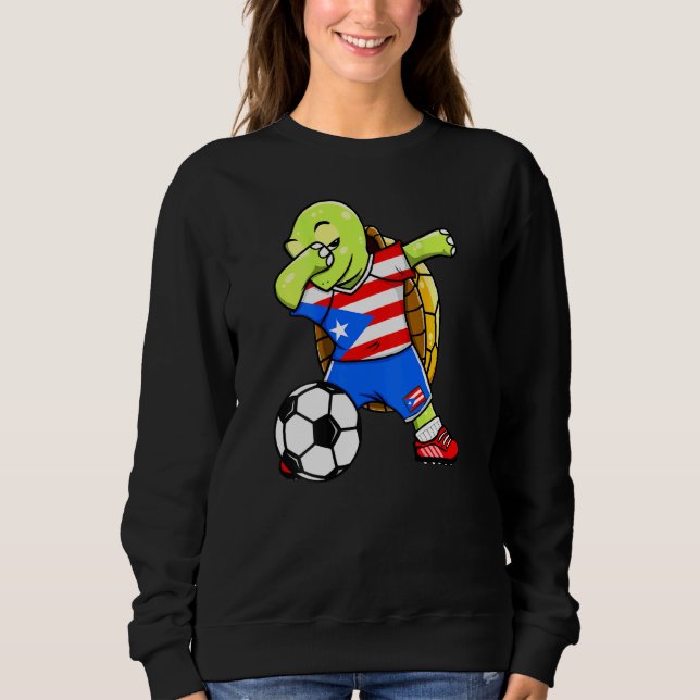 Moletom Dabbing Turtle Porto Rico Soccer Fans Jersey Flag (Frente)