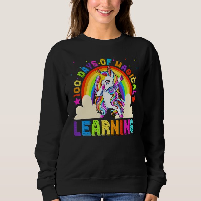 Moletom Dabbing Unicorn 100 Days Of Magical Learning 100th (Frente)