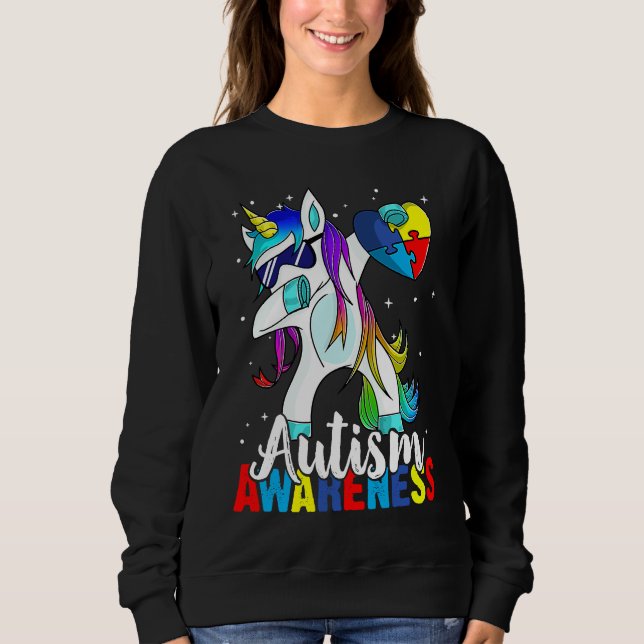 Moletom Dabbing Unicorn Autism Awareness Kids Girls Boys B (Frente)