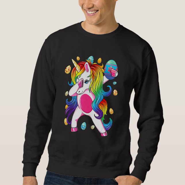 Moletom Dabbing Unicorn Dab Egg Hunt Unicorn Páscoa Day Gi (Frente)