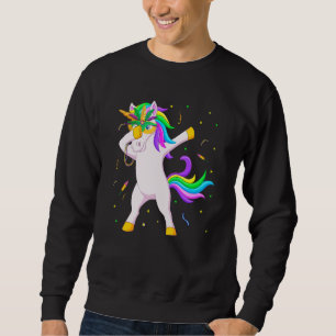 Moletom Dabbing Unicorn Mardi Gras Mask Miçanga New Orlean